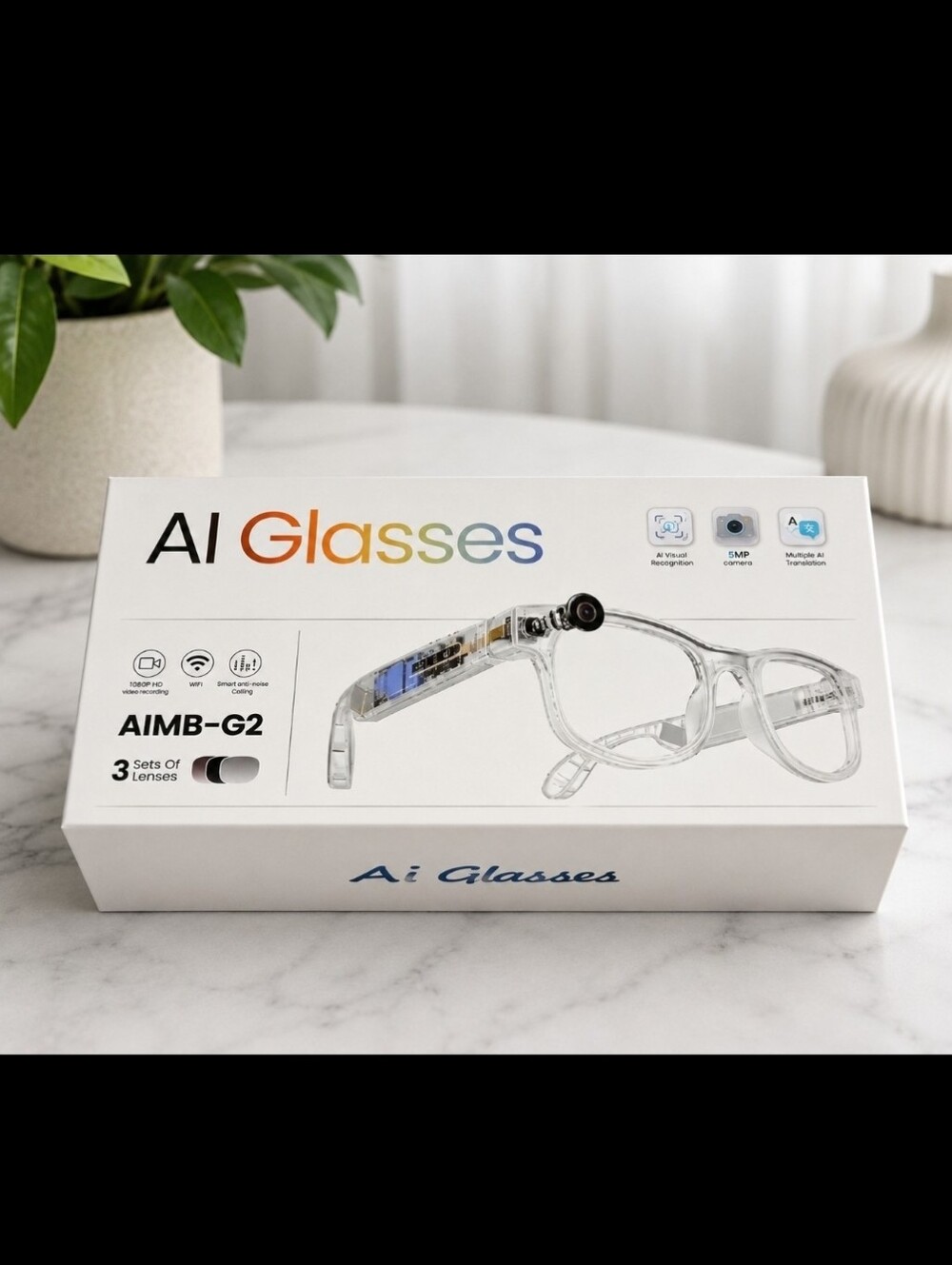 AI Glasses Clear with Camera - Transparent NEW in Box!